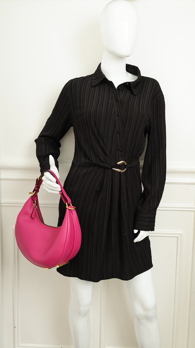 Fendi Hot Pink Vitello Grace Fendigraphy Hobo Medium Bag
