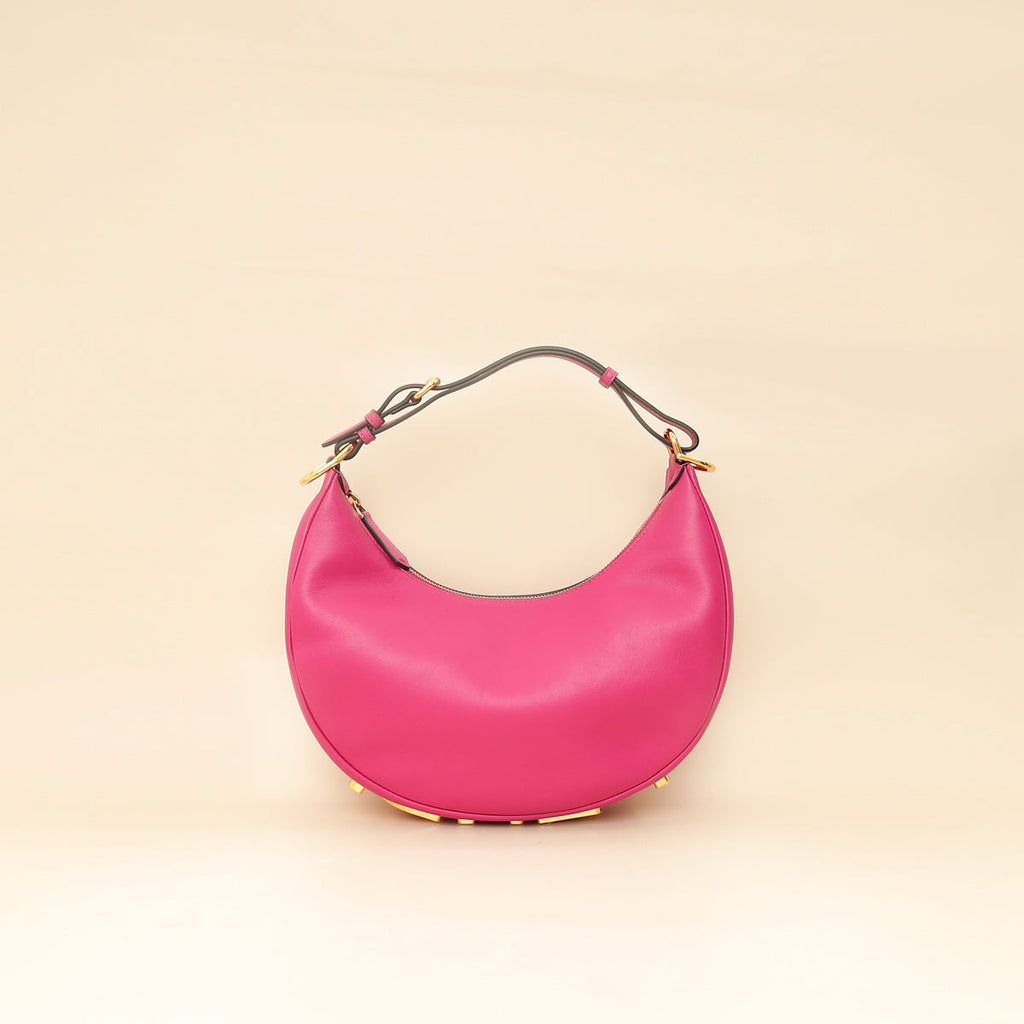Fendi Hot Pink Vitello Grace Fendigraphy Hobo Medium Bag