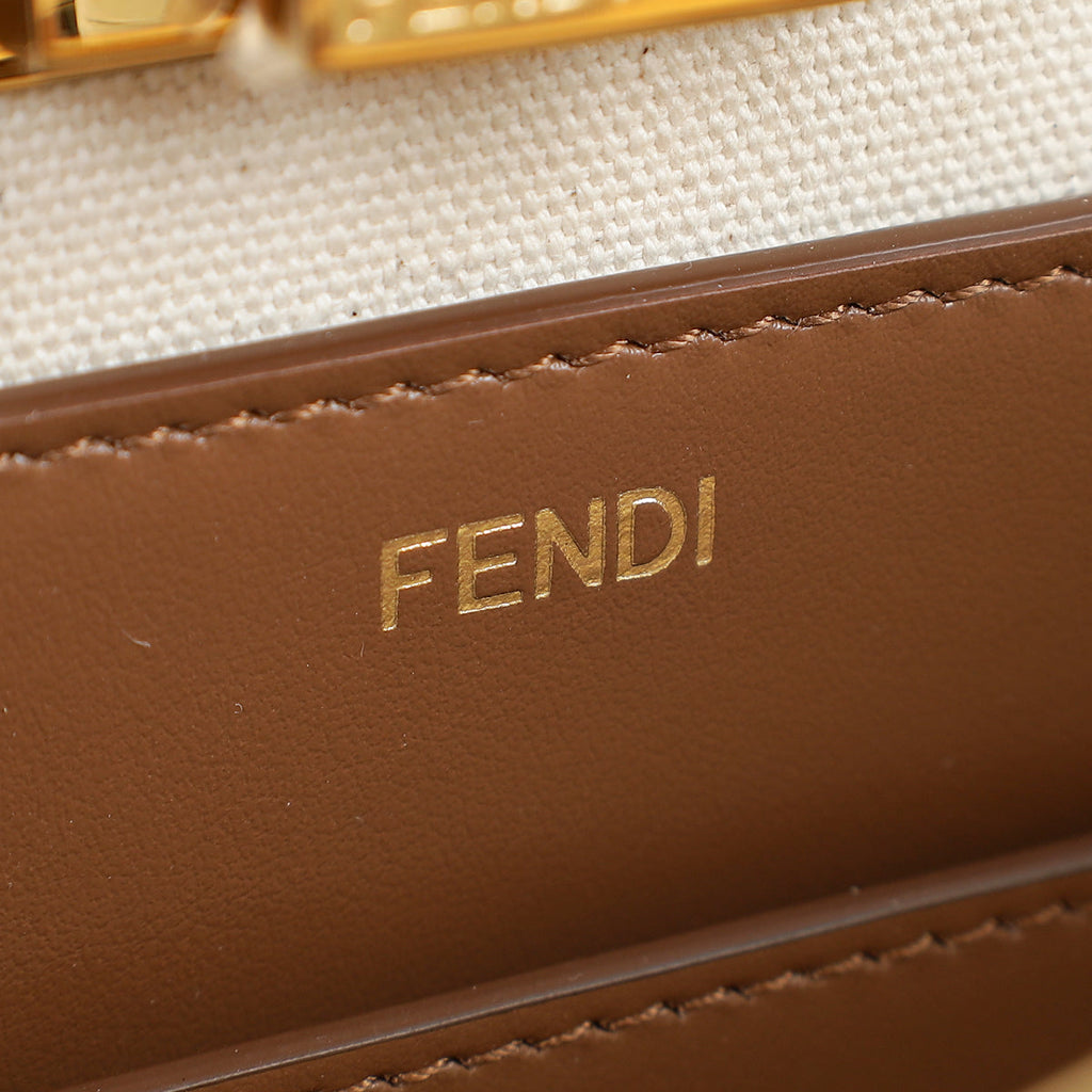 Fendi Bicolor Pequin Medium Peekaboo I SEE U Satchel Bag