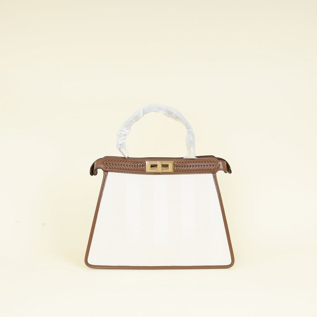 Fendi Bicolor Pequin Medium Peekaboo I SEE U Satchel Bag