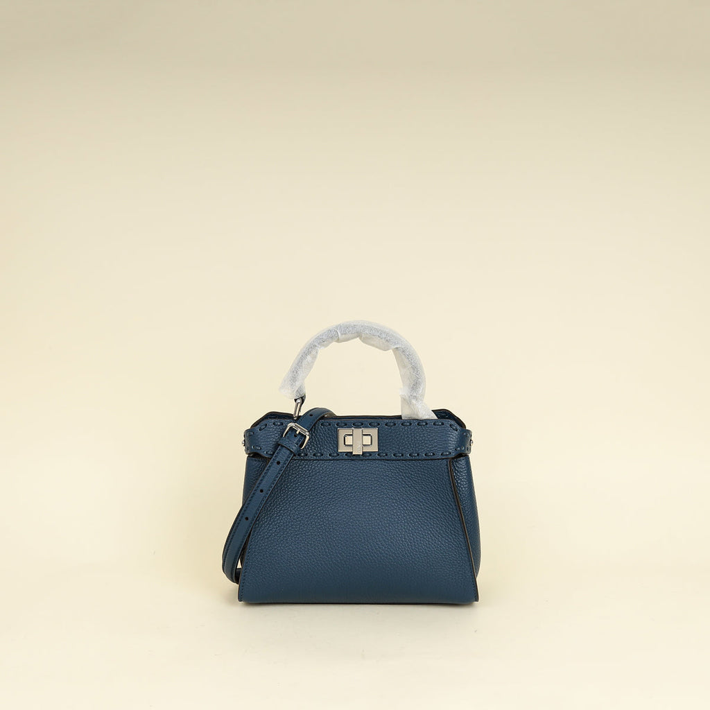 Fendi Dark Teal Selleria Mini  Peekaboo Bag