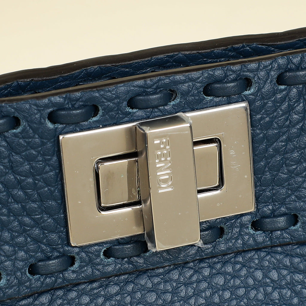 Fendi Dark Teal Selleria Mini  Peekaboo Bag