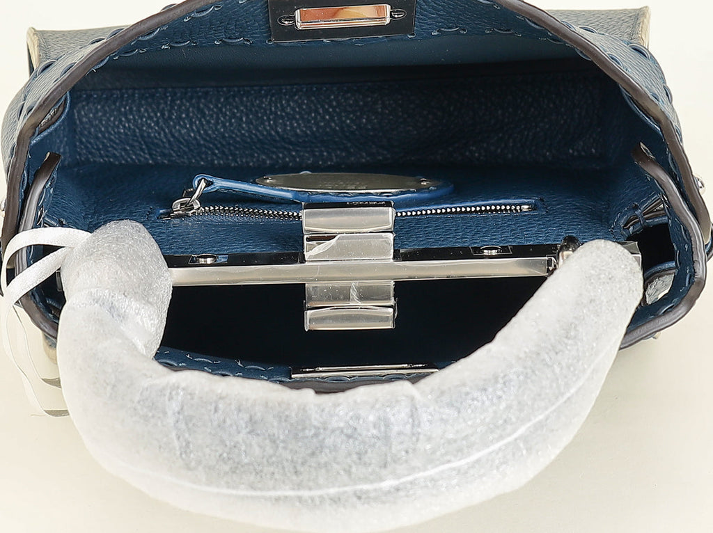 Fendi Dark Teal Selleria Mini  Peekaboo Bag