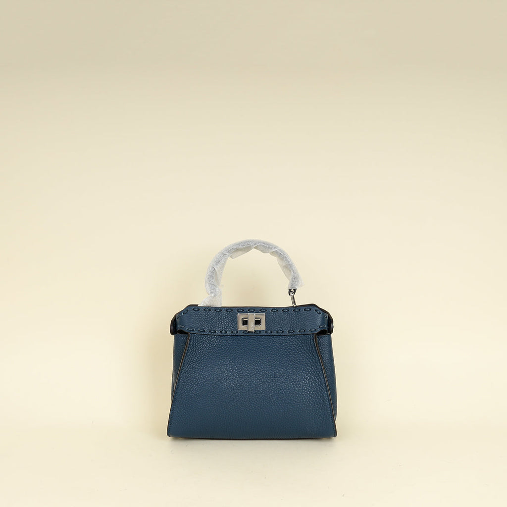 Fendi Dark Teal Selleria Mini  Peekaboo Bag