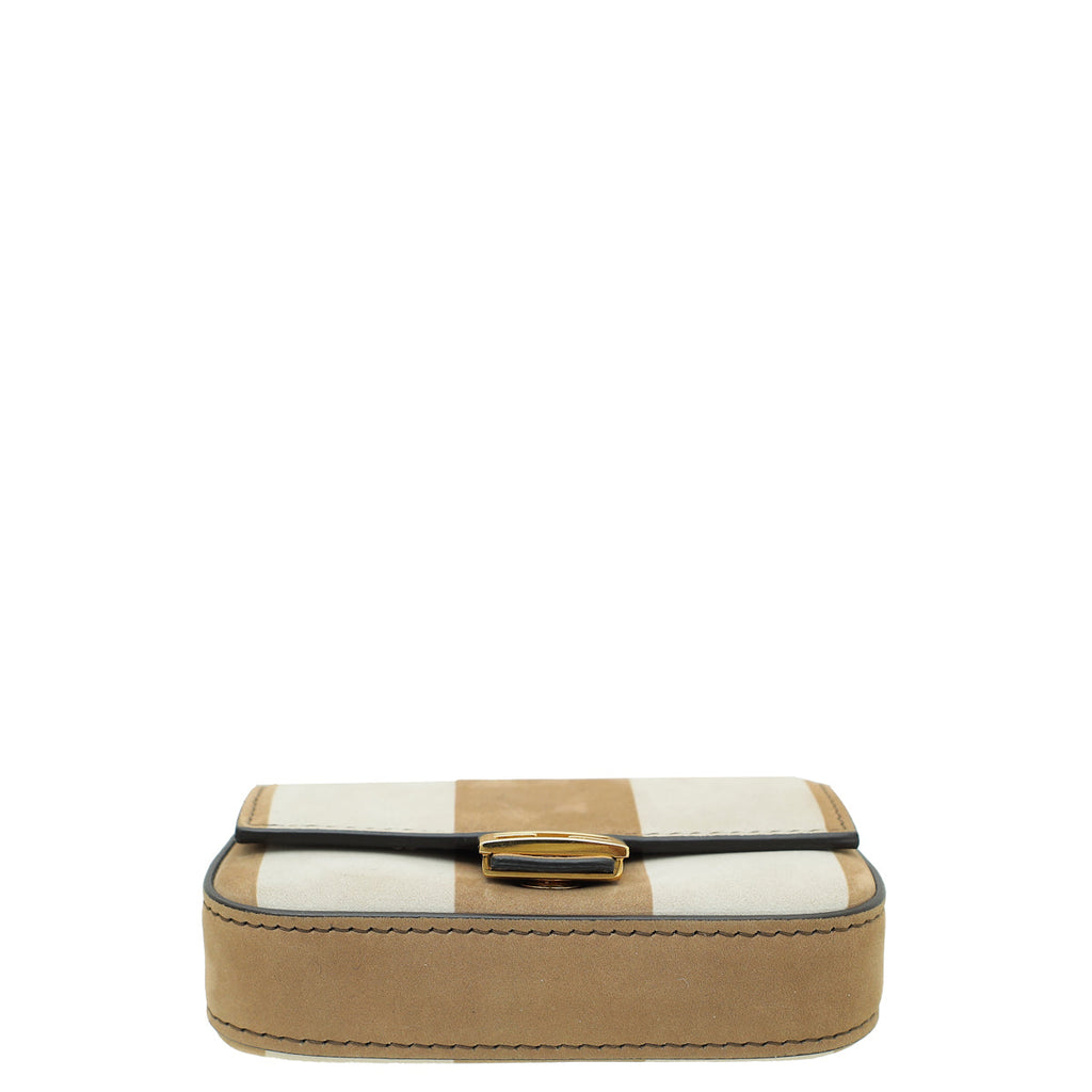 Fendi Beige Pequin Suede Nano Baguette Bag Charm