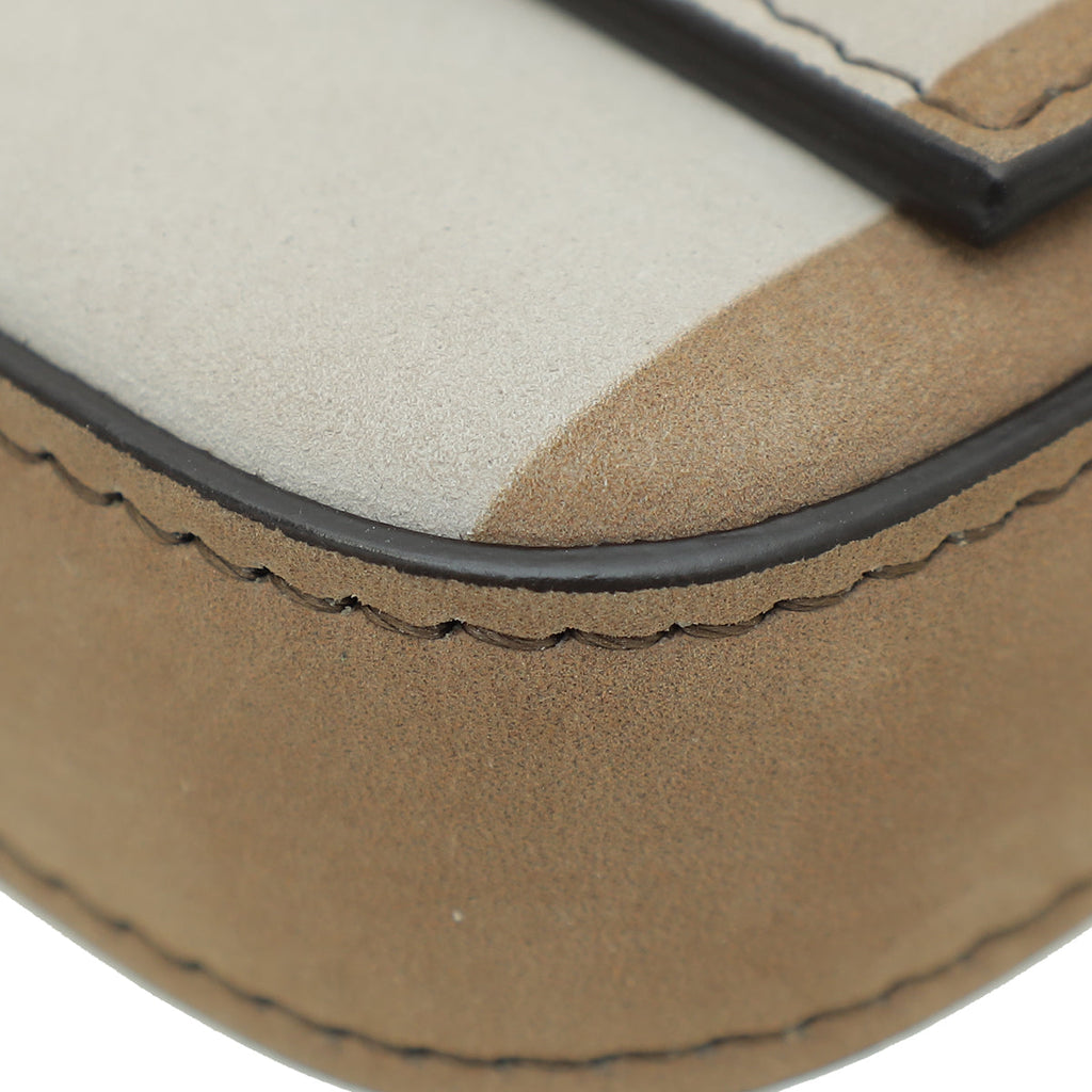 Fendi Beige Pequin Suede Nano Baguette Bag Charm