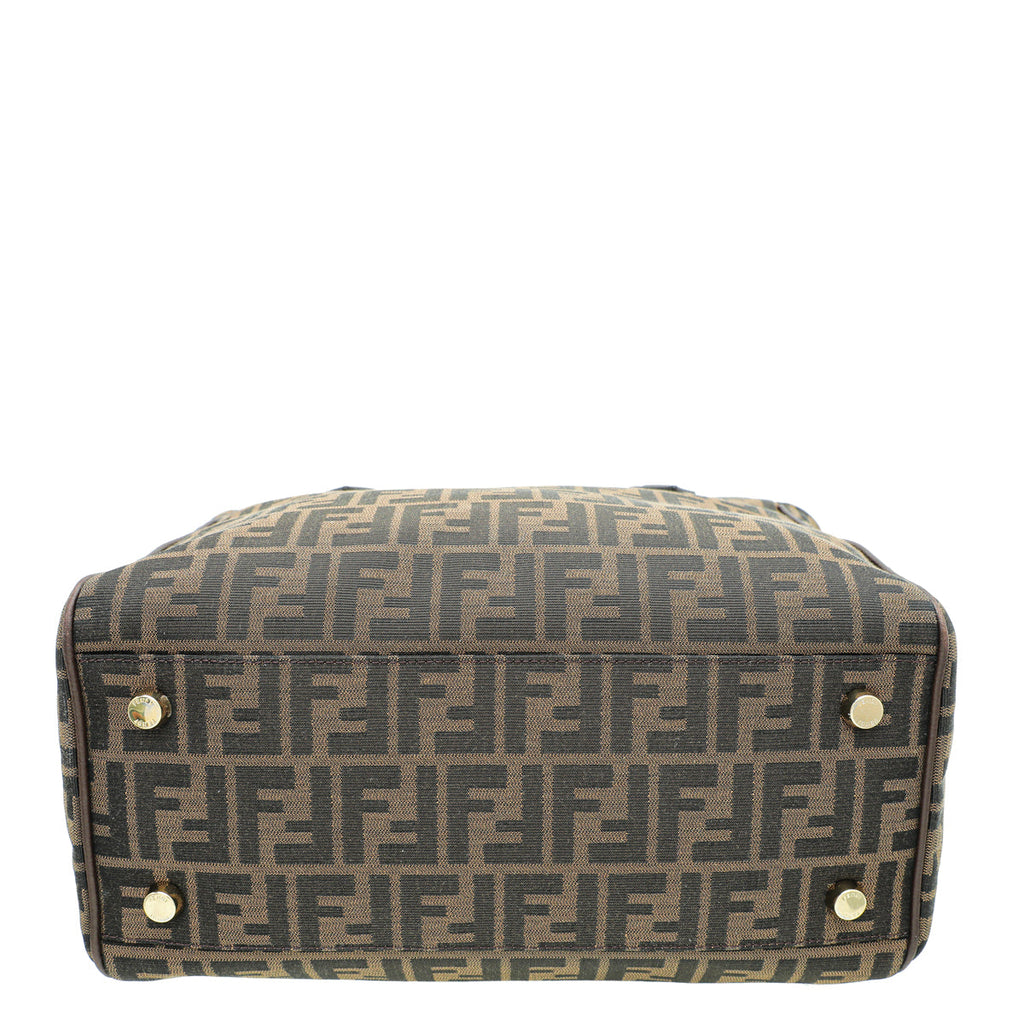 Fendi Tobacco Zucca Double Zip Tote Bag