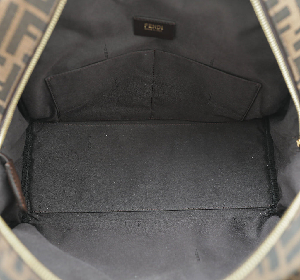 Fendi Tobacco Zucca Double Zip Tote Bag