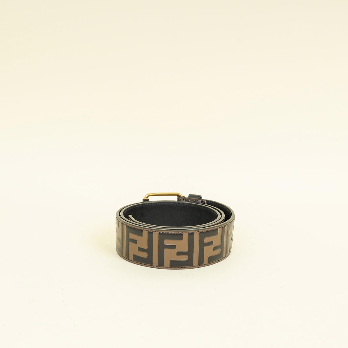 Fendi Tobacco FF Zucca 1974 Embossed Belt 36