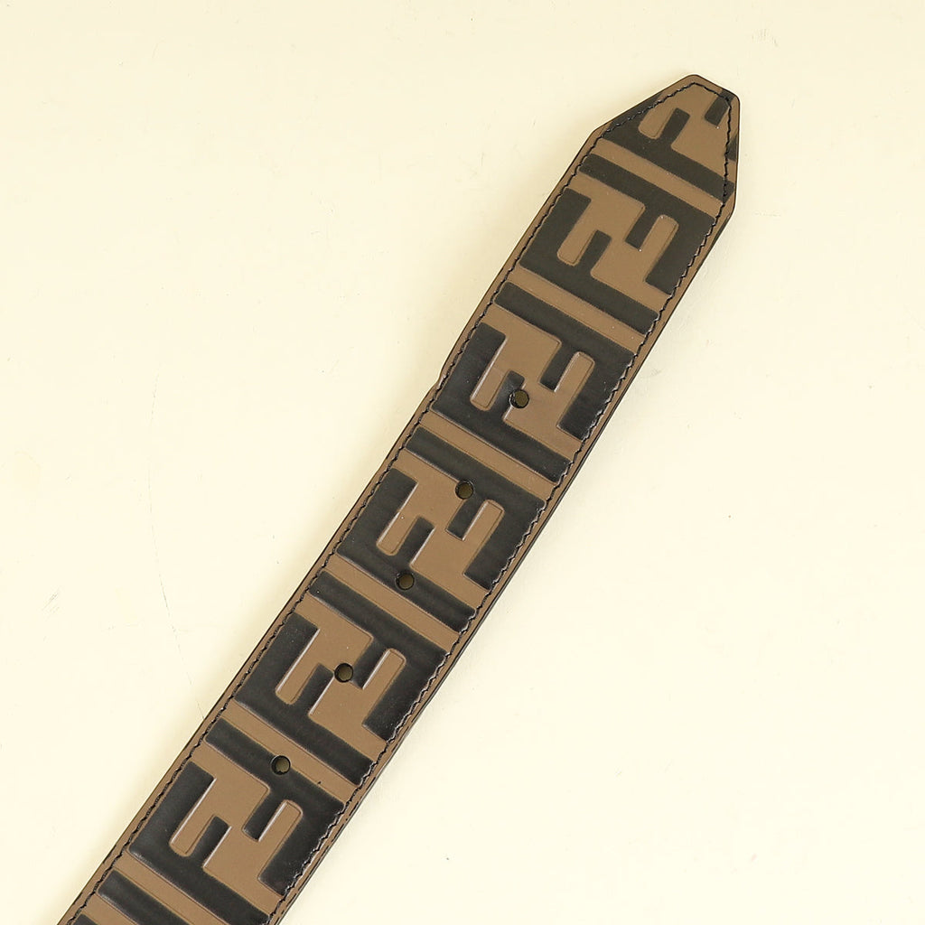 Fendi Tobacco FF Zucca 1974 Embossed Belt 36