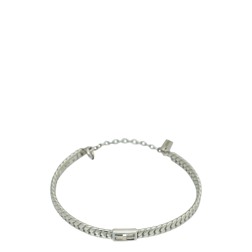 Fendi Silver Finish Baguette Medium Bracelet