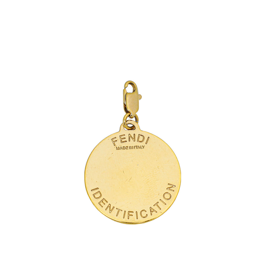 Fendi Gold Tone B Identification Crystal Bracelet Charm