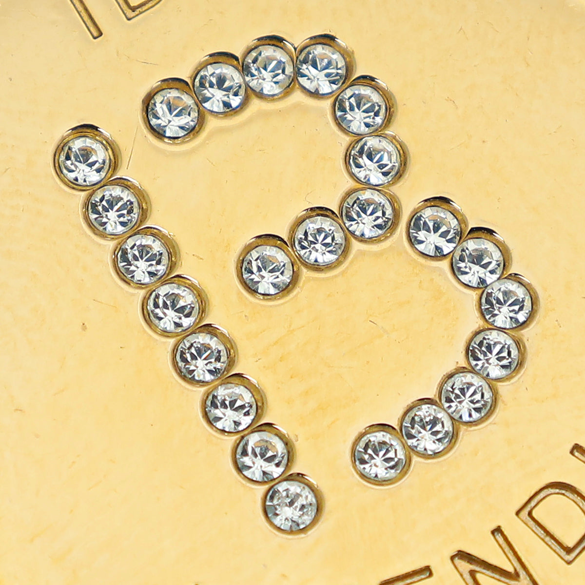 Fendi Gold Tone B Identification Crystal Bracelet Charm