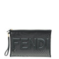 Fendi Black Logo Mesh Wristlet Pouch