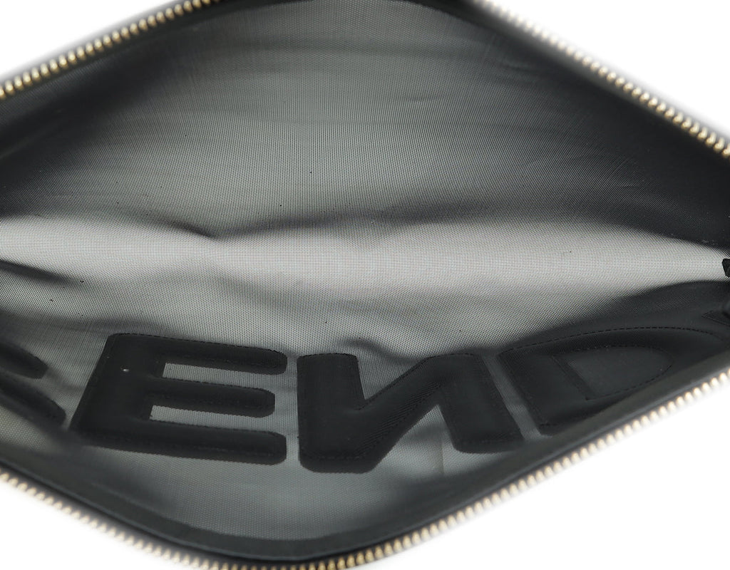 Fendi Black Logo Mesh Wristlet Pouch