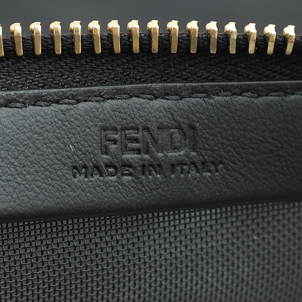 Fendi Black Logo Mesh Wristlet Pouch