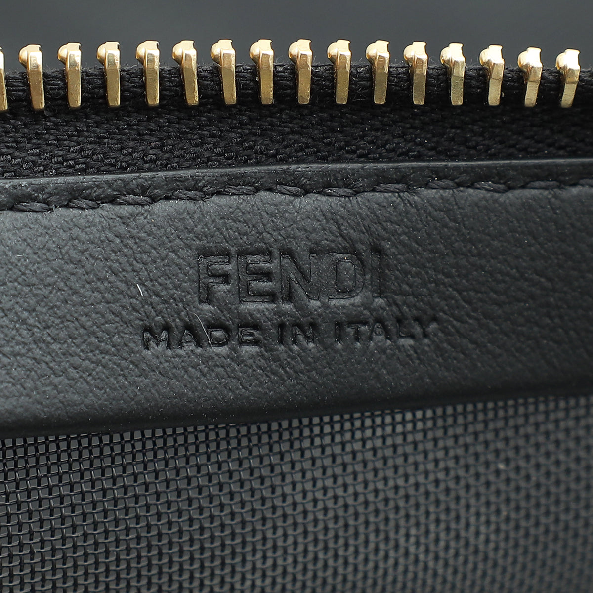 Fendi Black Logo Mesh Wristlet Pouch