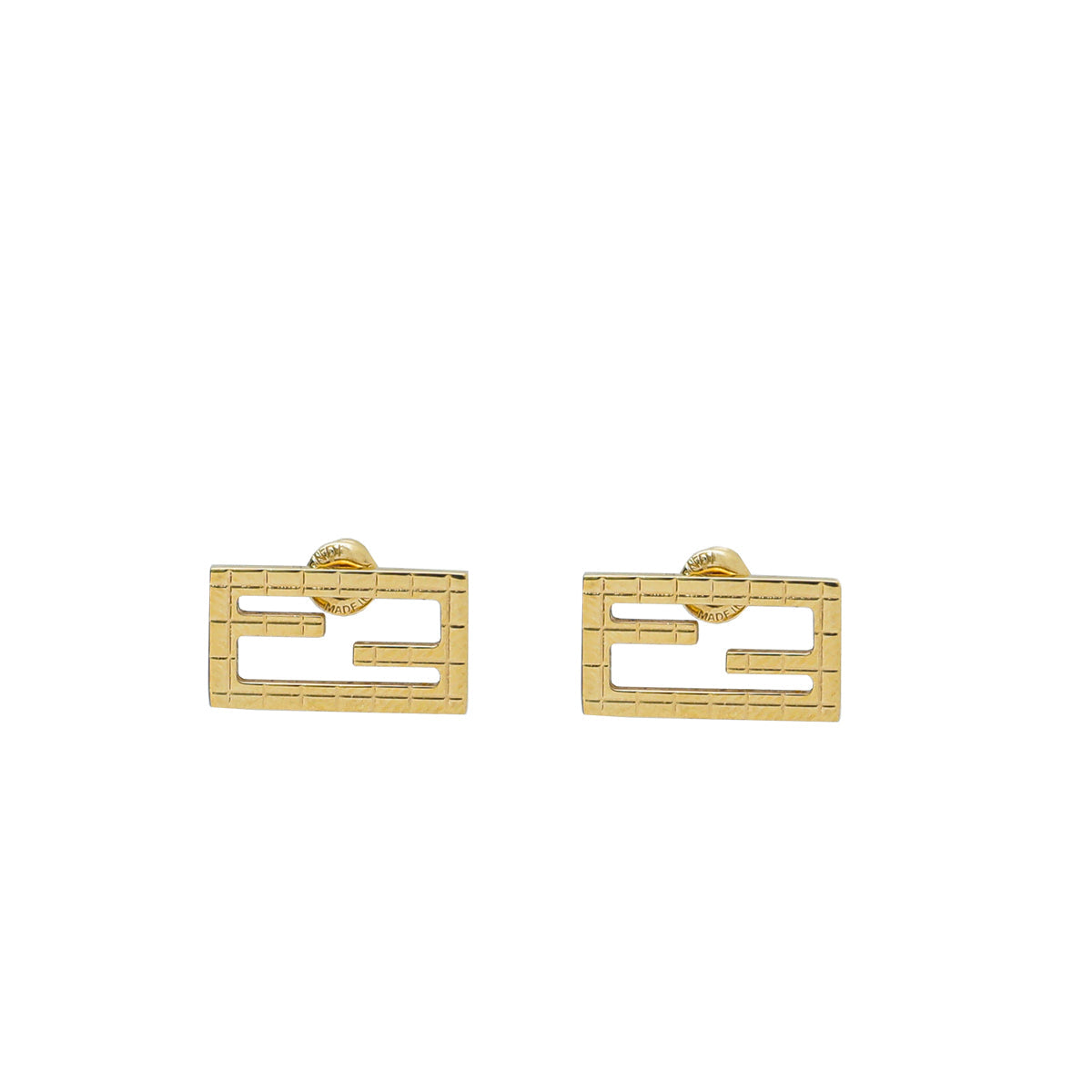 Fendi Gold Finish Baguette Earrings