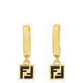 Fendi Gold FF Drop Hoop Earrings