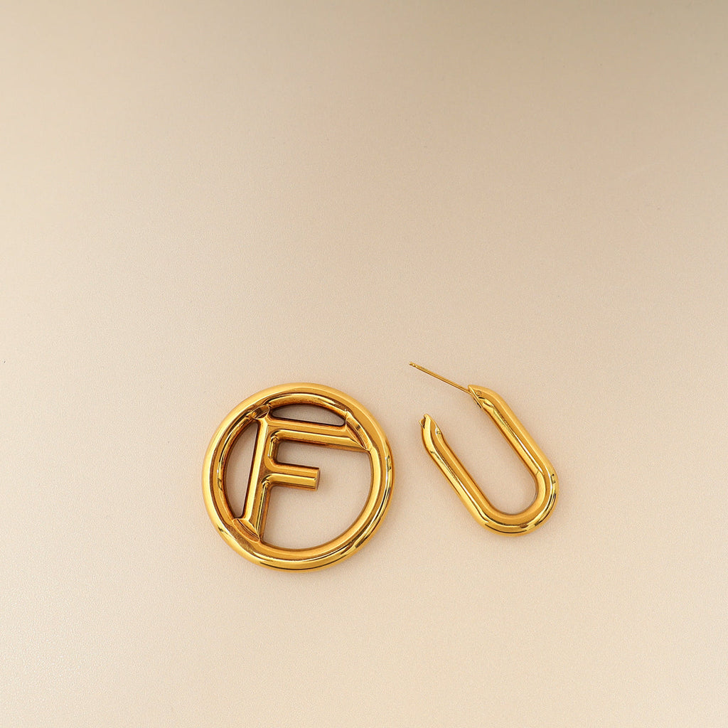 Fendi Gold F Is Hoop Drop Earrings