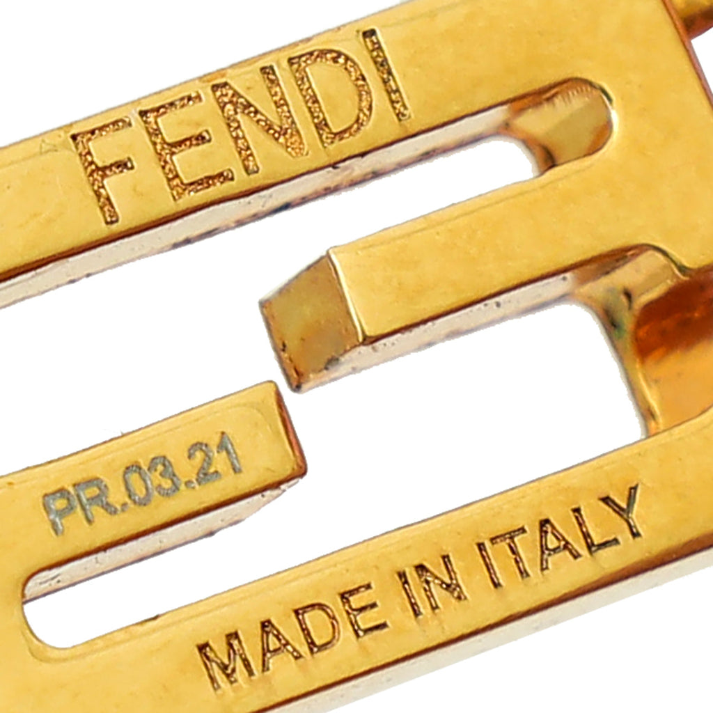 Fendi Gold FF Safety Pin Earrings