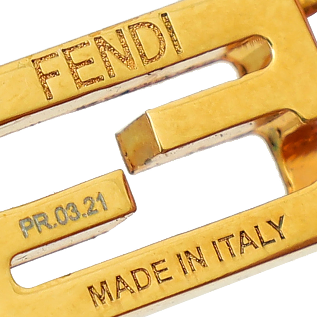 Fendi Gold FF Safety Pin Earrings