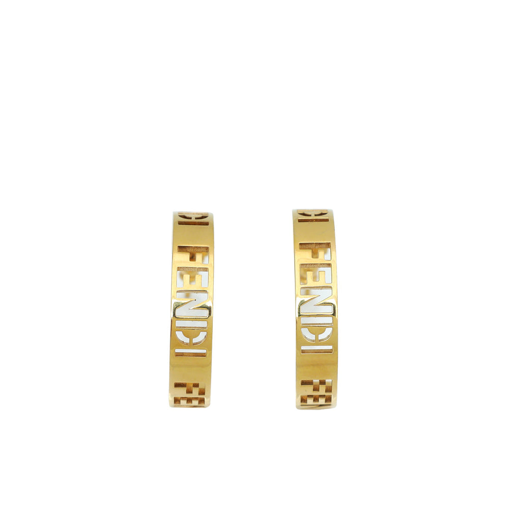Fendi Gold Small Signature Hoop Earrings