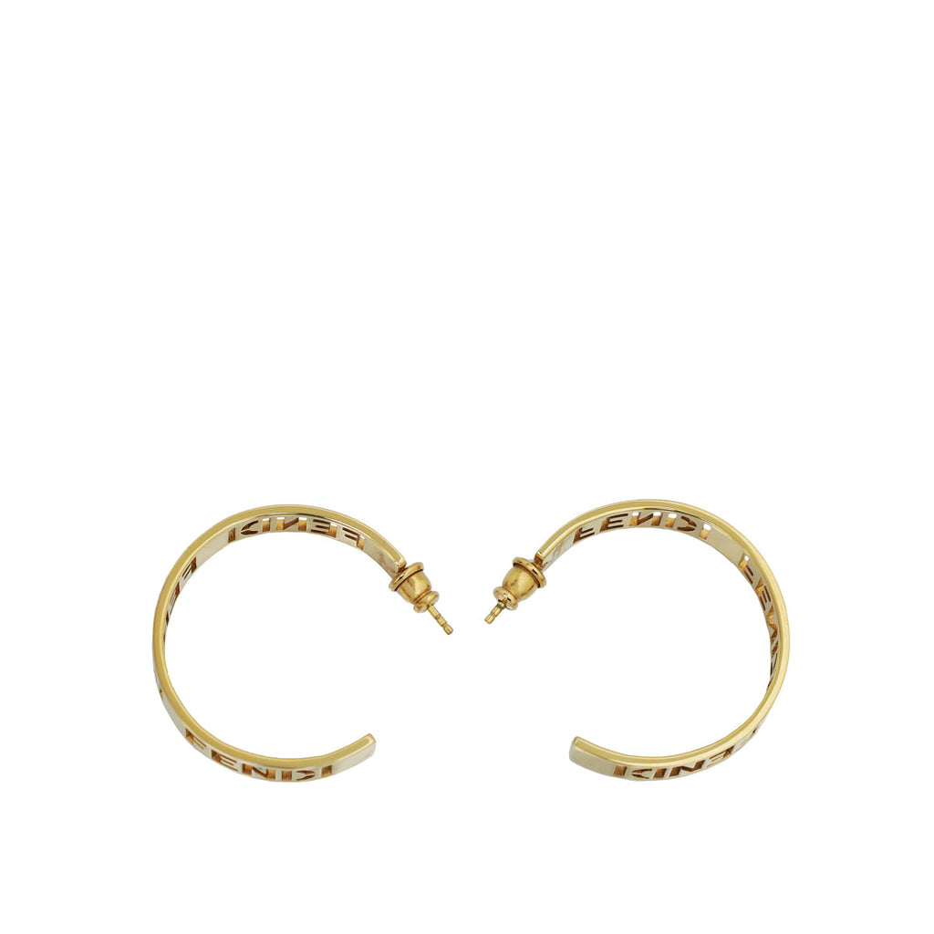 Fendi Gold Small Signature Hoop Earrings