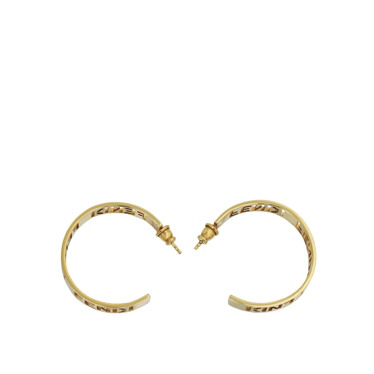 Fendi Gold Small Signature Hoop Earrings