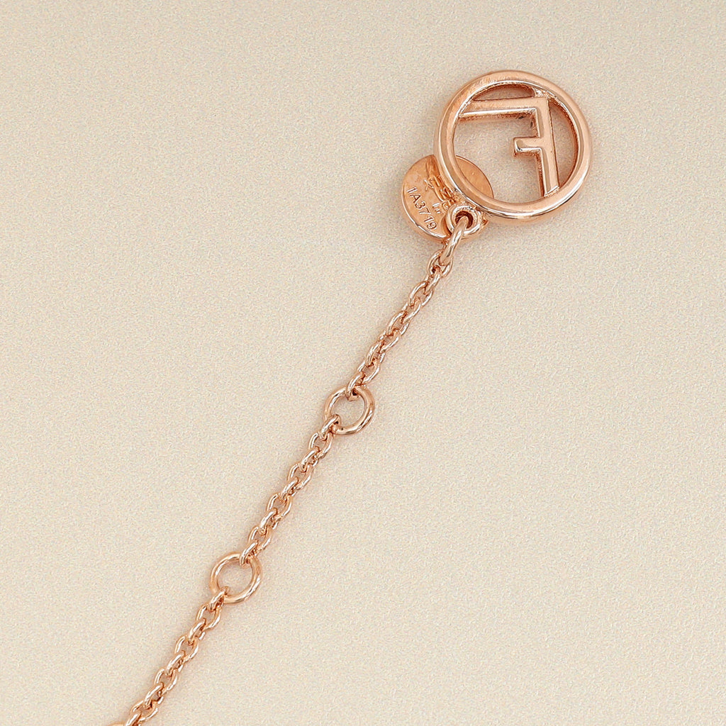 Fendi Rose Gold F Is Necklace W/ Crystal