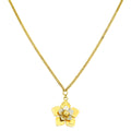 Fendi Two Tone Flower Pendant Long Necklace