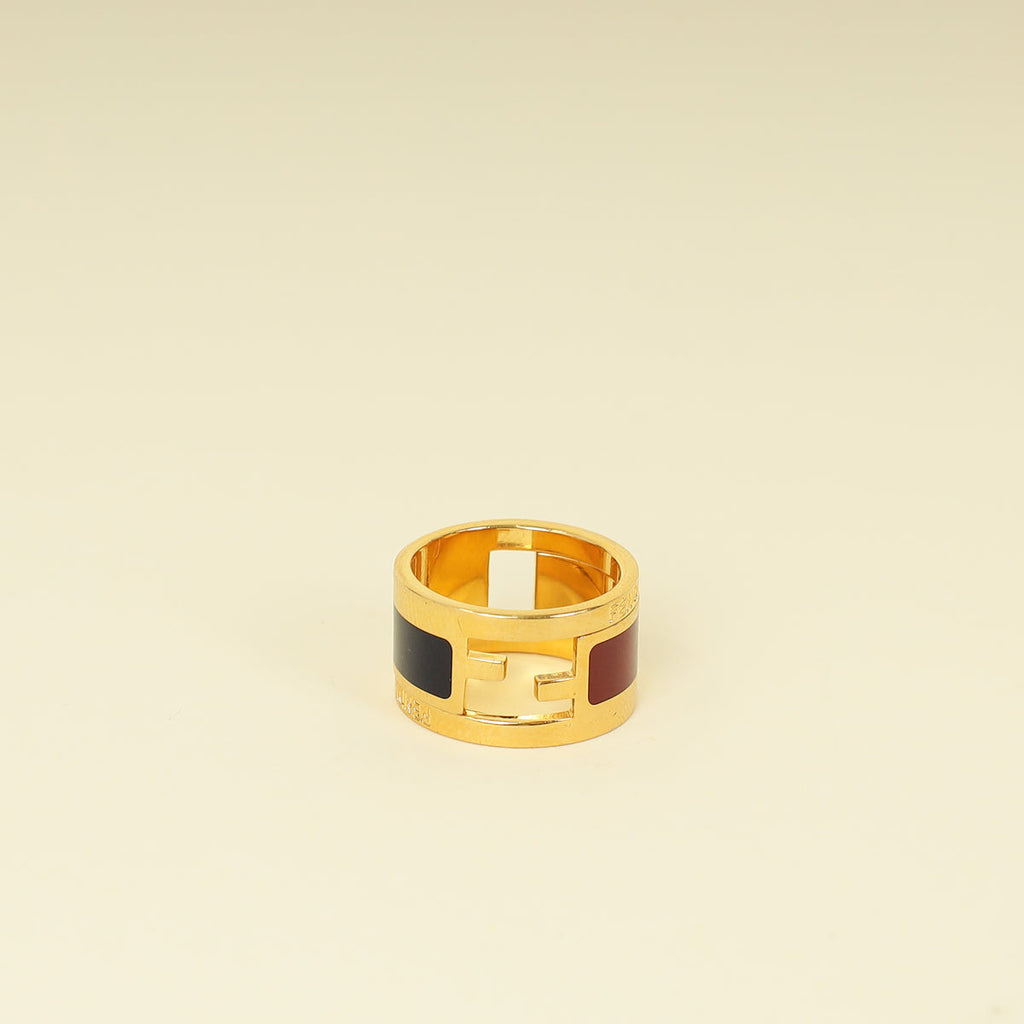 Fendi Bicolor FF Fendista Enamel Ring