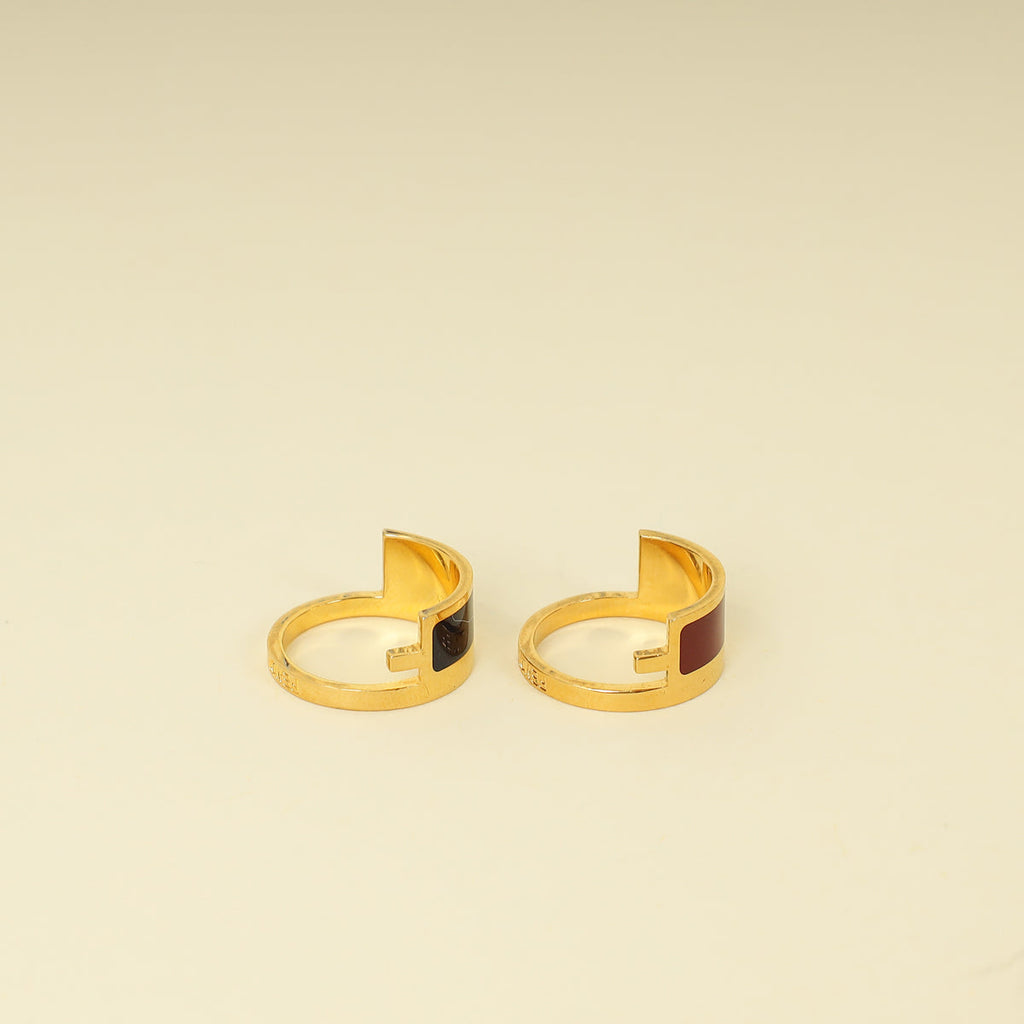 Fendi Bicolor FF Fendista Enamel Ring