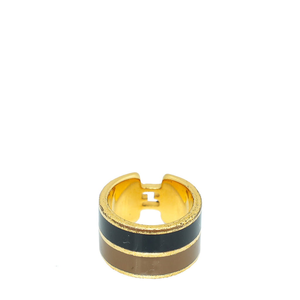 Fendi Bicolor Fendista Enamel Band Small Ring