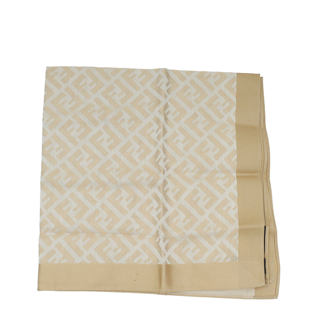 Fendi Beige FF Cotton Square Scarf