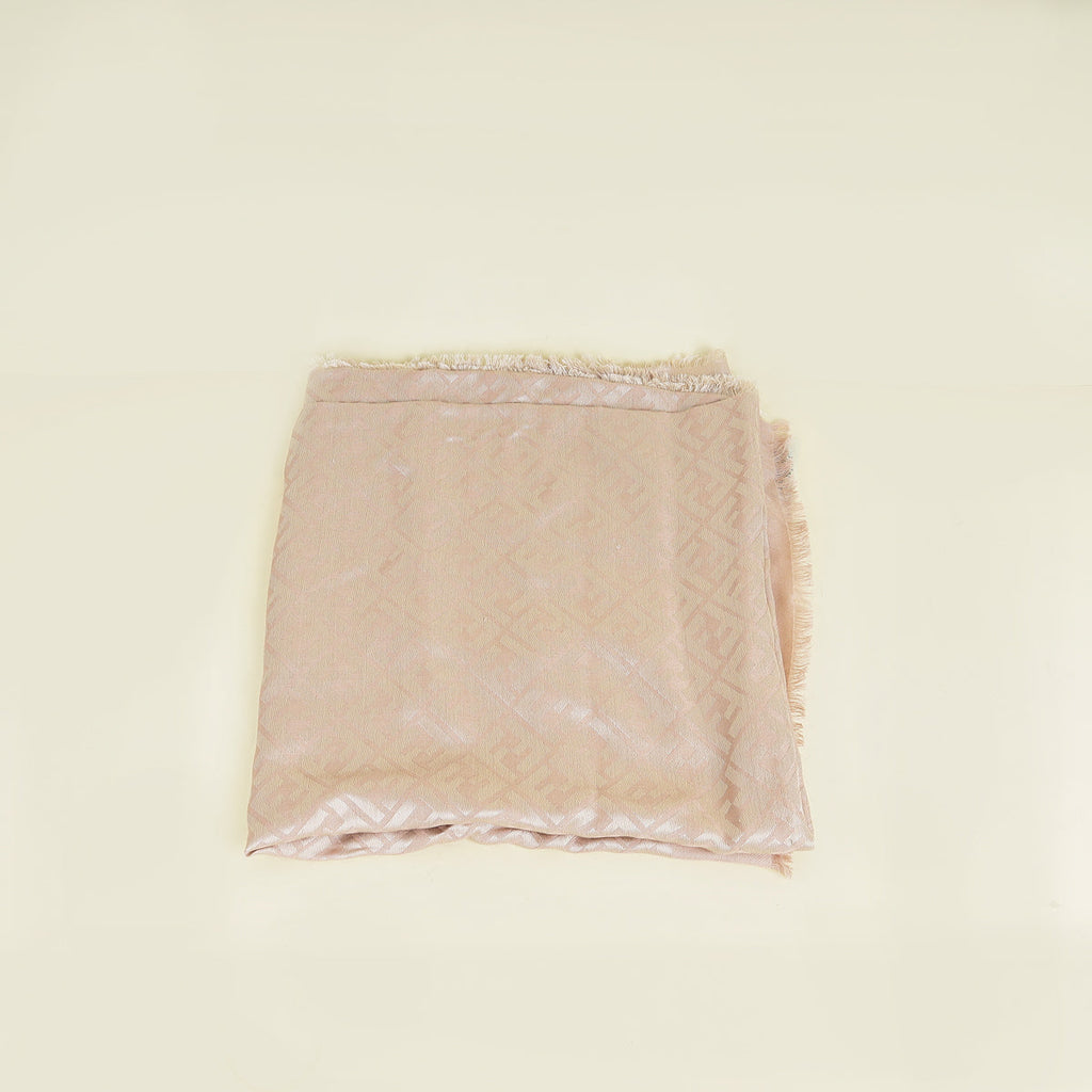 Fendi Blush Beige FF Silk And Wool Shawl