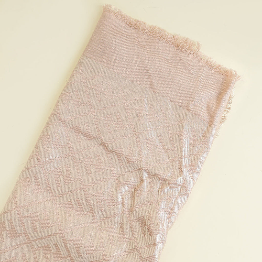 Fendi Blush Beige FF Silk And Wool Shawl