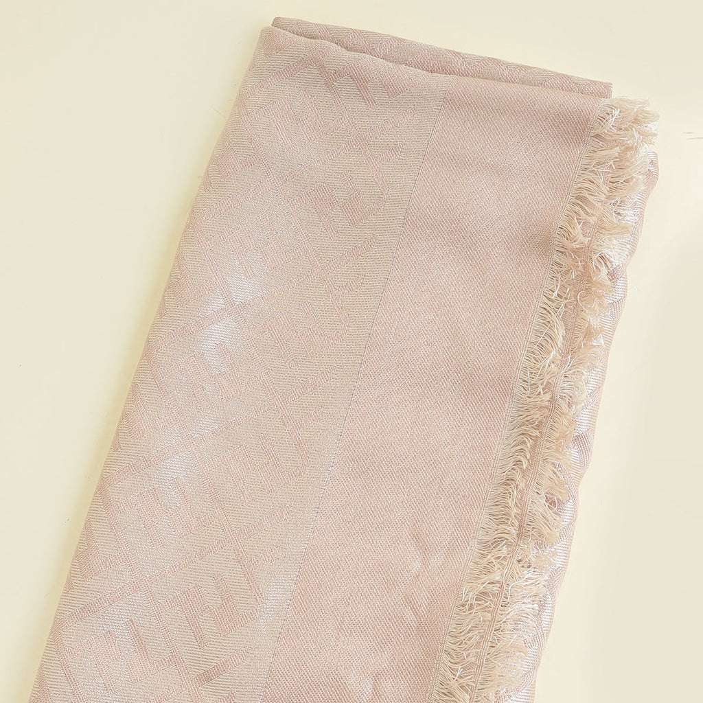 Fendi Blush Beige FF Silk And Wool Shawl