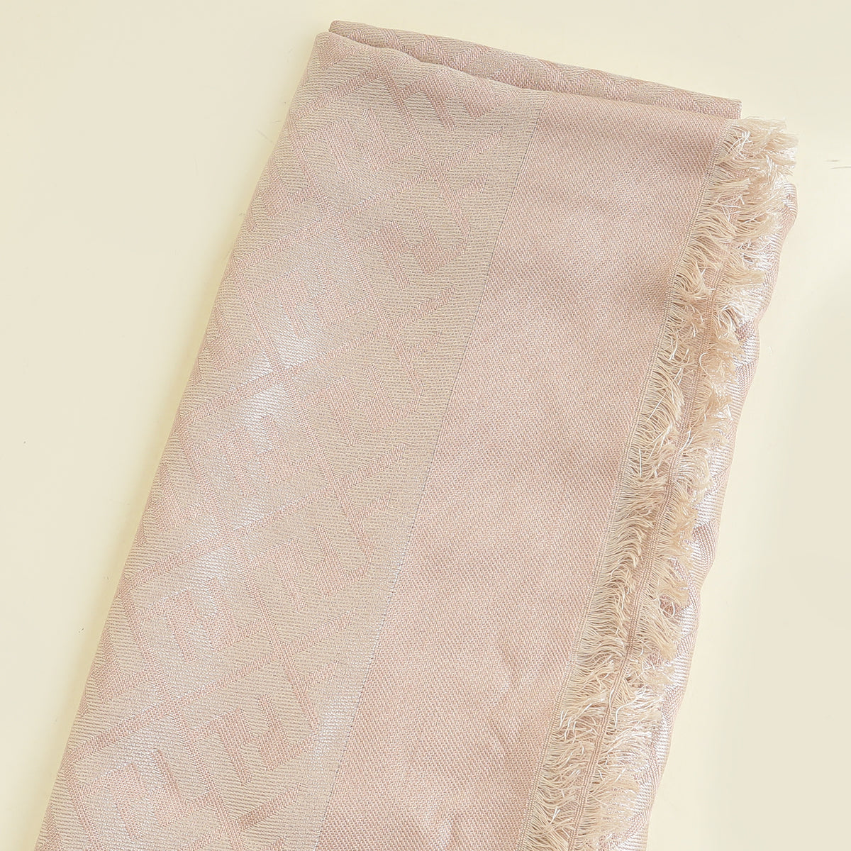 Fendi Blush Beige FF Silk And Wool Shawl