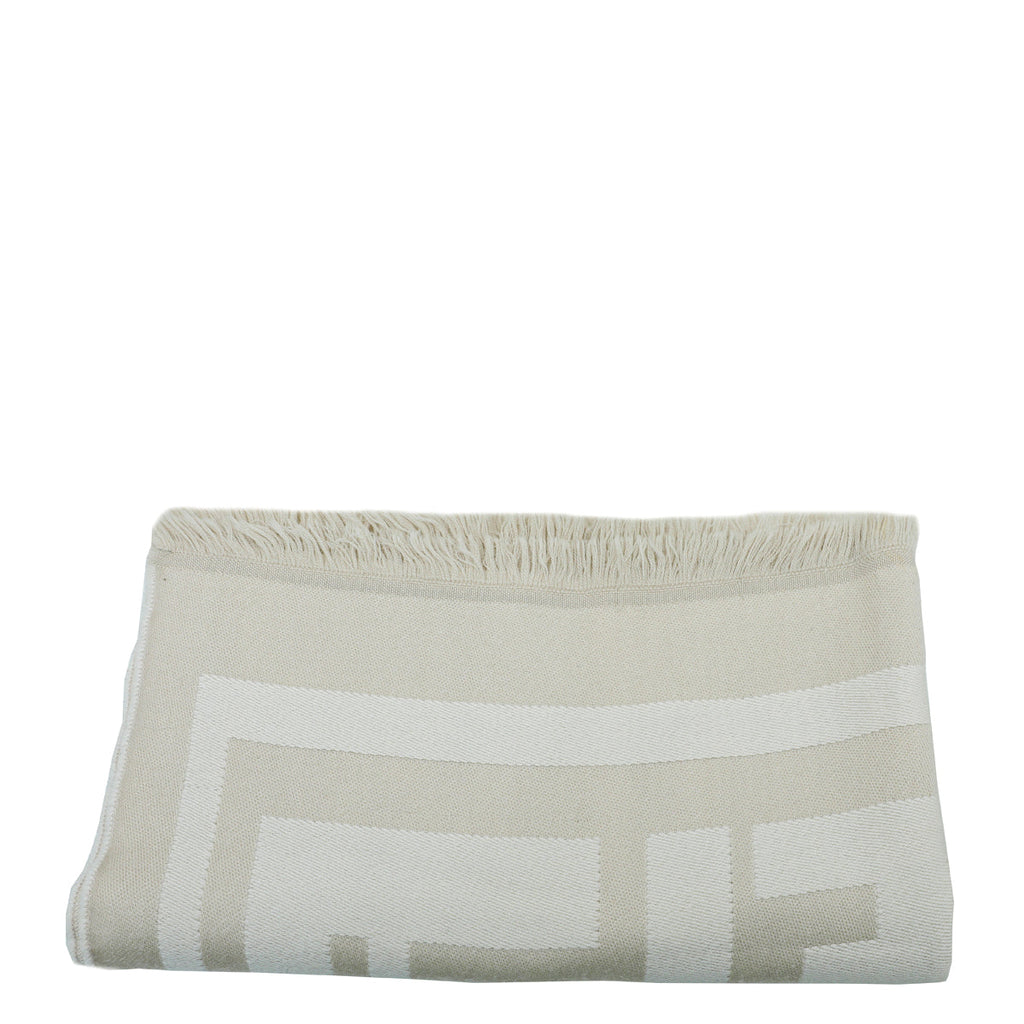 Fendi Beige FF Signature Wool Scarf