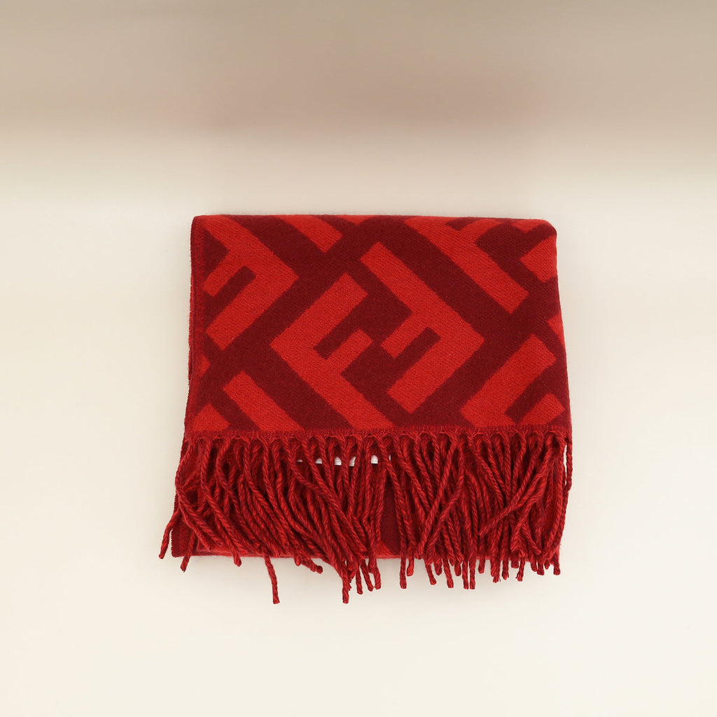 Fendi Red FF Cashmere Scarf
