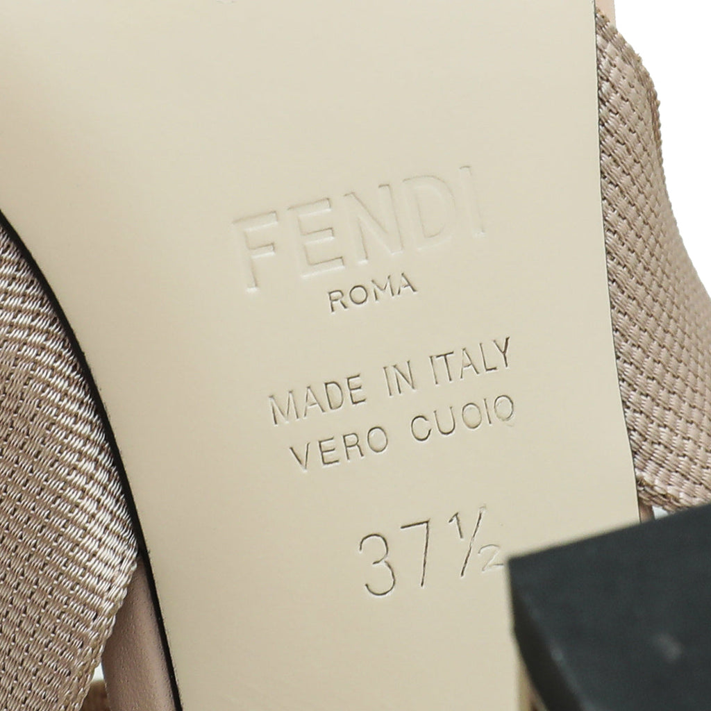 Fendi Beige Colibri Mesh Slingback Pump 37.5