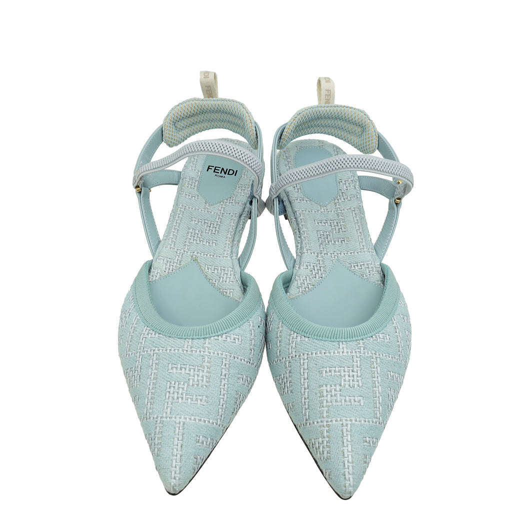 Fendi Pale Blue Colibri Lite Flats 37