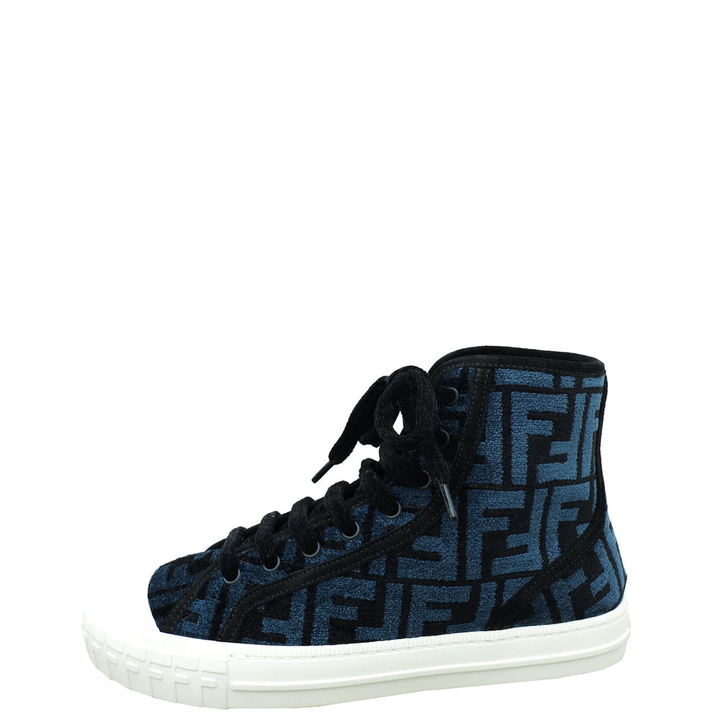 Fendi Tricolor Domino FF Jacquard High Cut Sneakers 37
