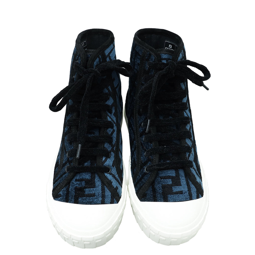 Fendi Tricolor Domino FF Jacquard High Cut Sneakers 37