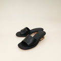 Fendi Black Nappa Baguette 60mm Slide Sandals 37
