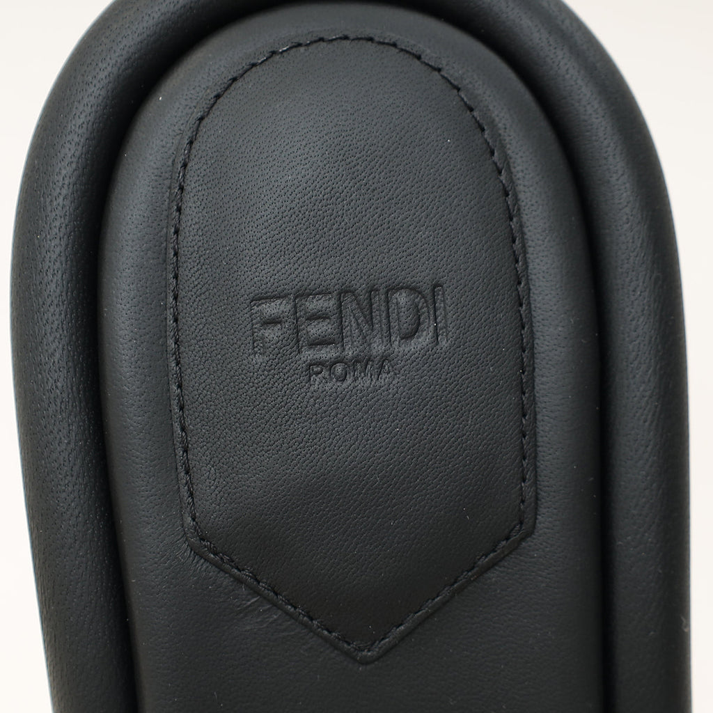 Fendi Black Nappa Baguette 60mm Slide Sandals 37