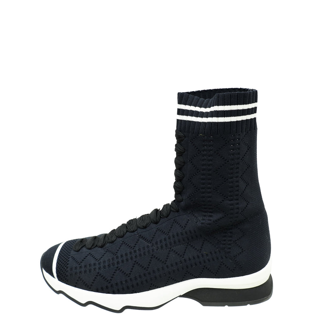 Fendi Black Colibri Sock Stretch-Knit Ankle Boots 35