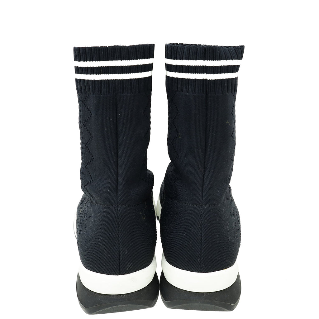 Fendi Black Colibri Sock Stretch-Knit Ankle Boots 35