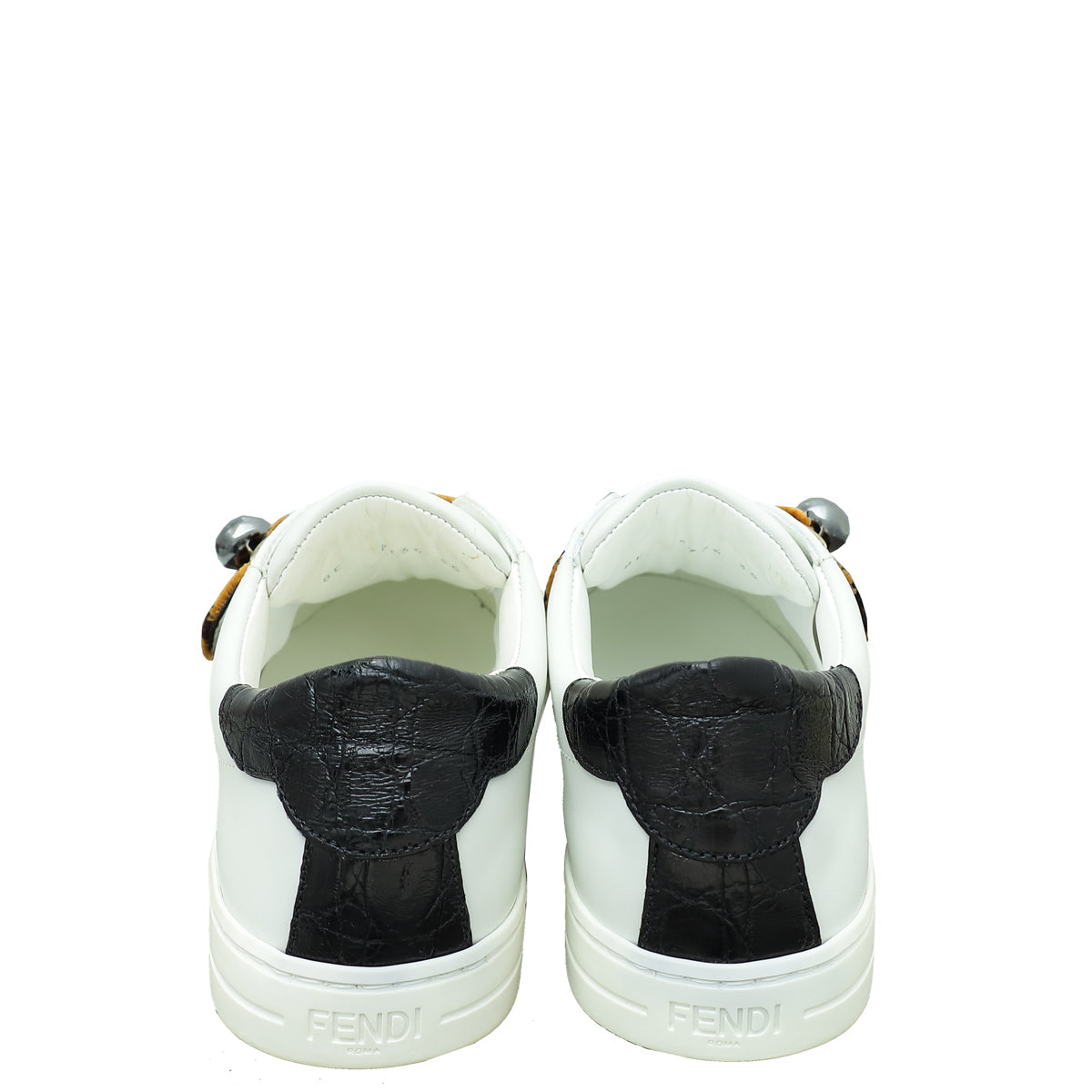 Fendi Tricolor Velvet Logo Strap Buckle Slip On Sneakers 35